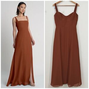 Jenny Yoo Collection Jenna Chiffon Maxi Dress Size 14 Terracotta Layered Lined